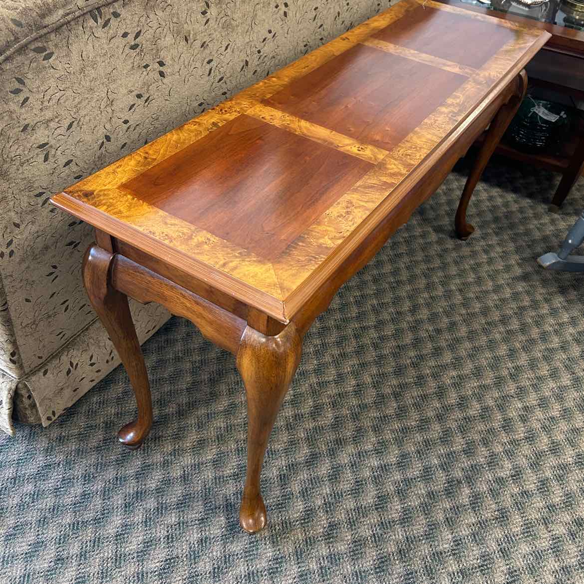 Wood Sofa Table w/Burled Edge