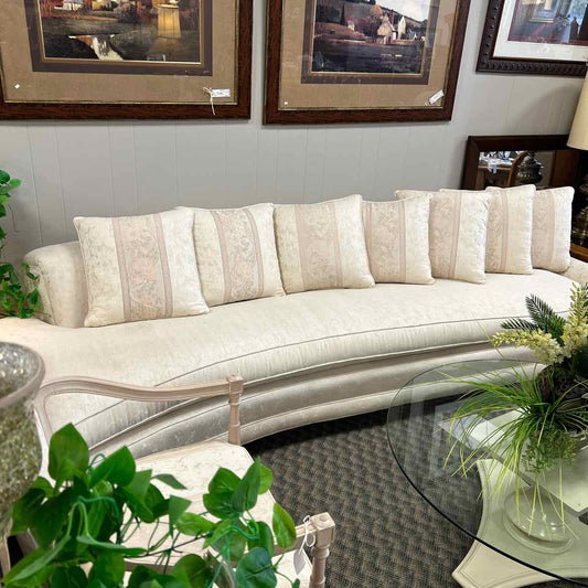 Ivory 9 ft Curved Sofa w/Pillows