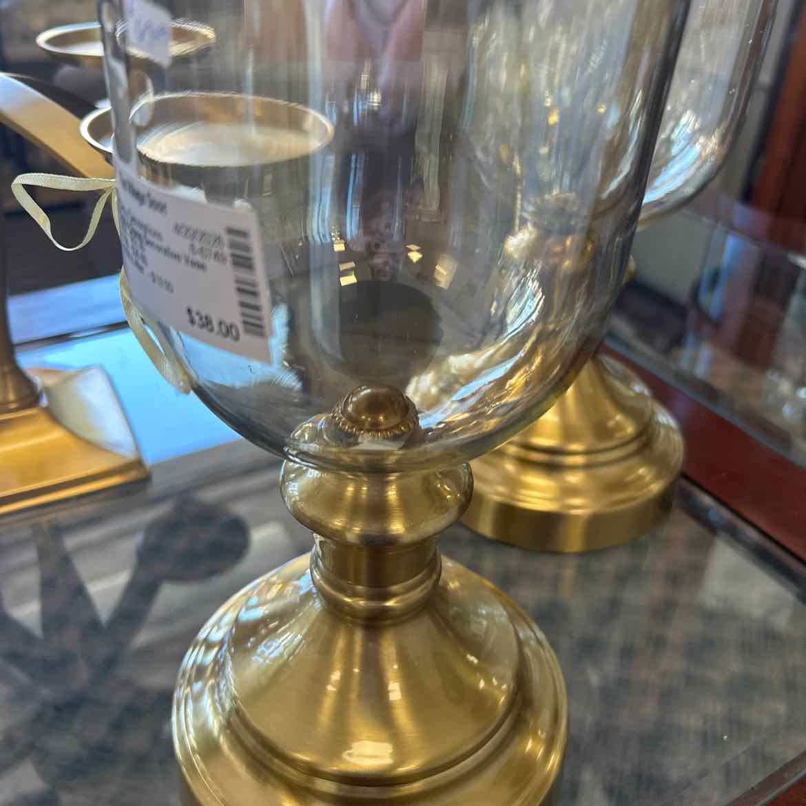 NEW Gold & Glass Decorative Vase w/ Lid