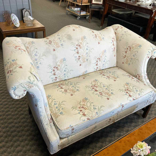 Camelback Love Seat -Cream w/Pastel Flowers