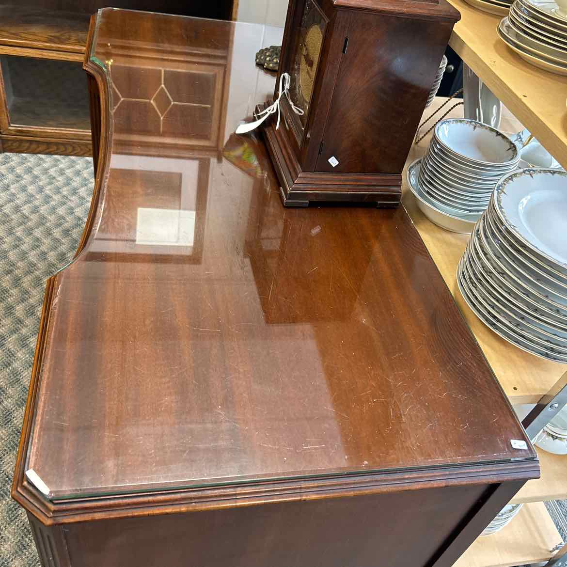 Desk w/Glass Top & Brass Handles