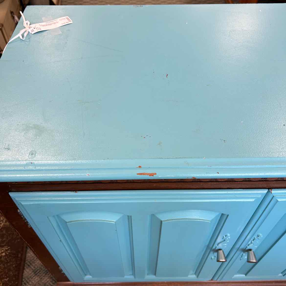 Teal/Brown Painted Cabinet