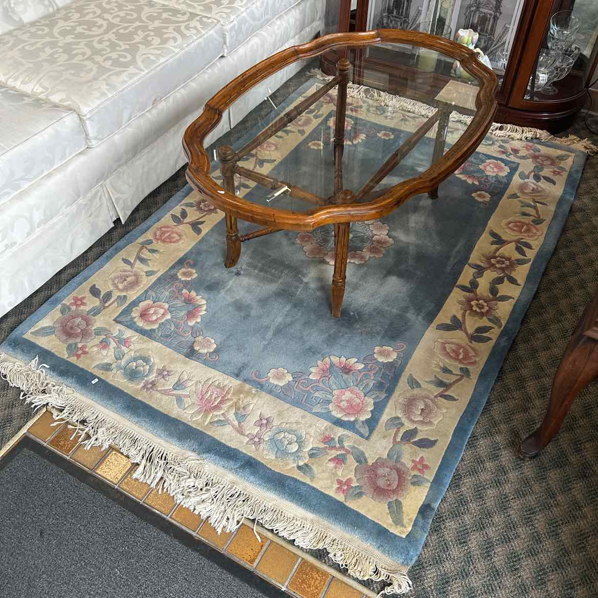 4x6 Blue/Cream Rug w/Flowers
