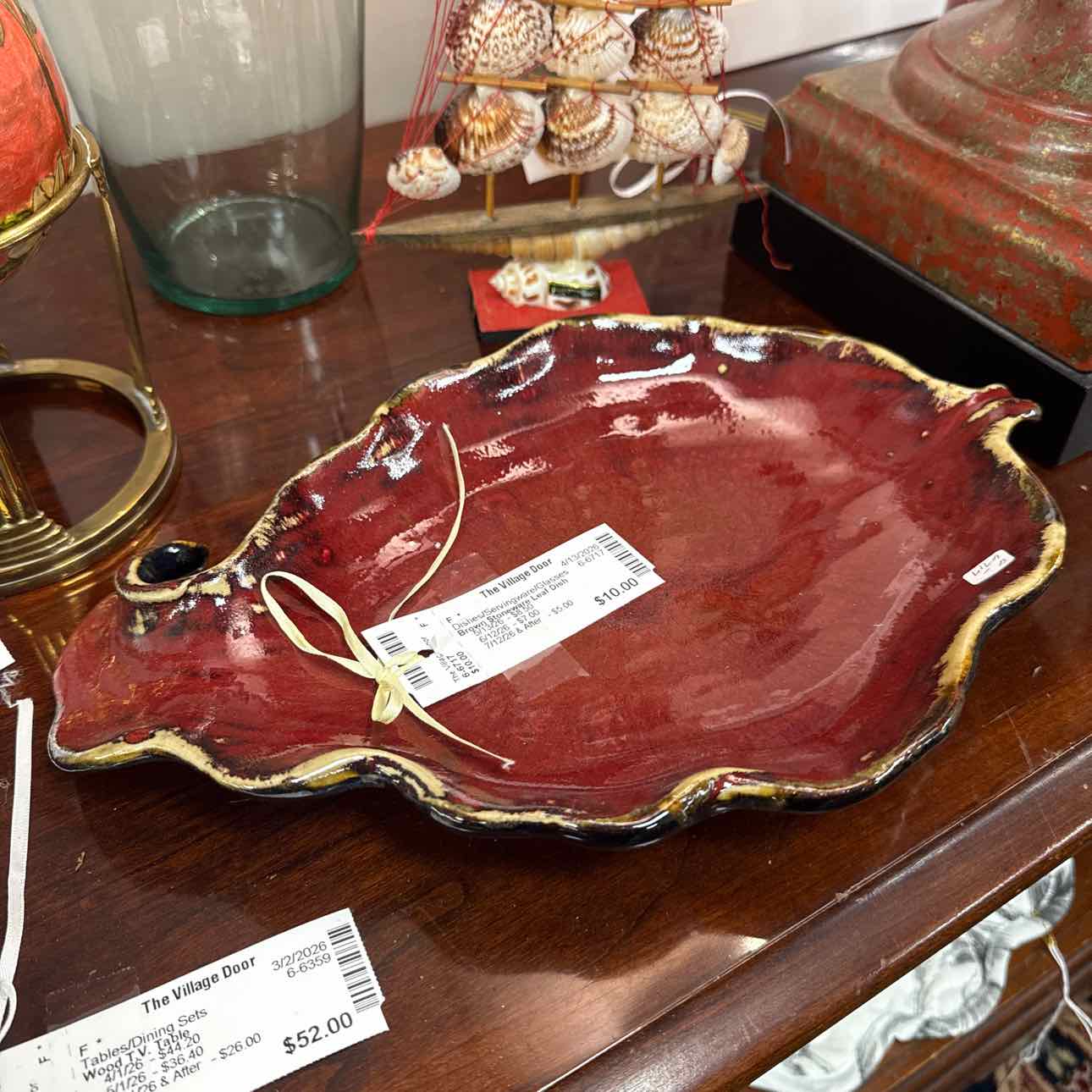 Brown Stoneware Leaf Dish
