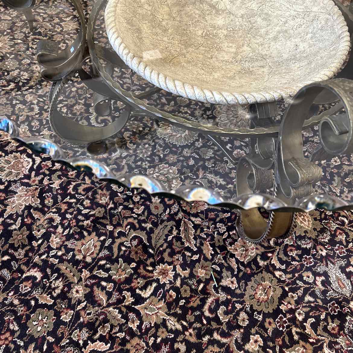 Bronze Metal Coffee Table w/Glass Top