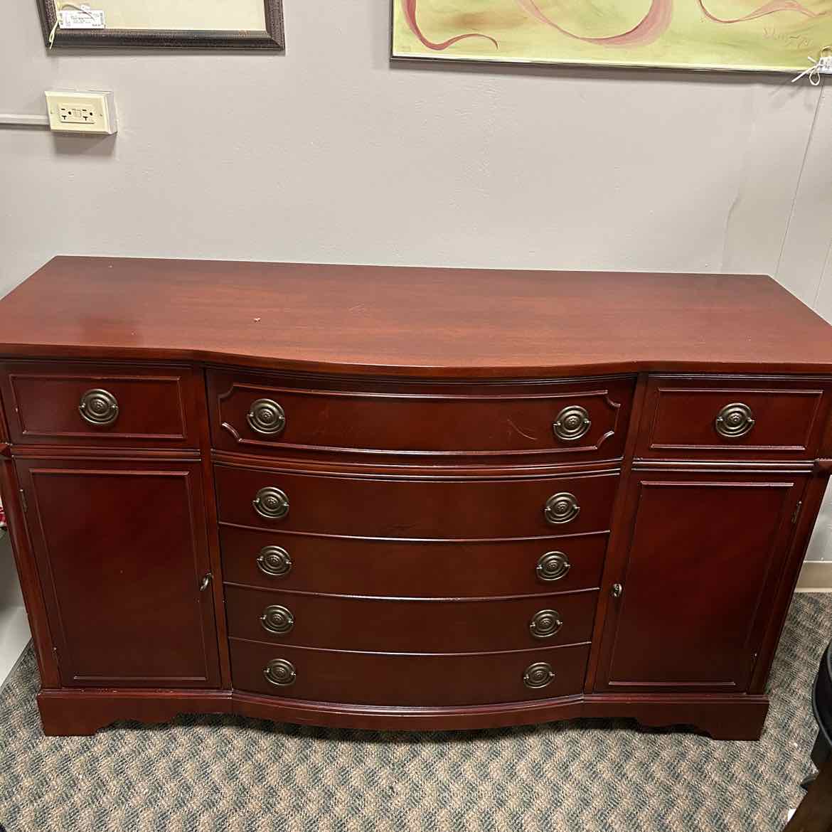 Mahogany Buffet w/Metal Drawer Hinges