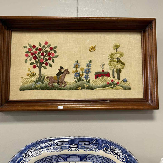 Embroidered Picture of Man on Horse