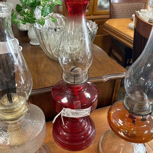 Vintage Kerosene Red Hurricane Lamp