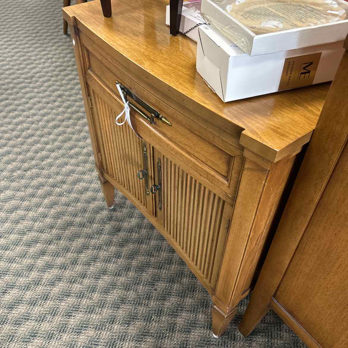 Wood Night Stand w/Brass Handles