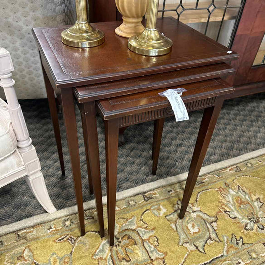 3 Nesting Tables w/Leather Tops