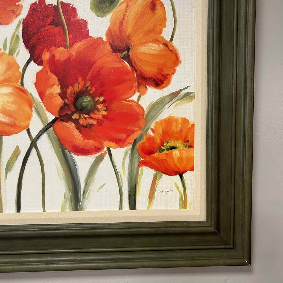 Picture of Red Poppies in Green Frame