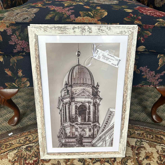 Whitewashed Frame w/Church