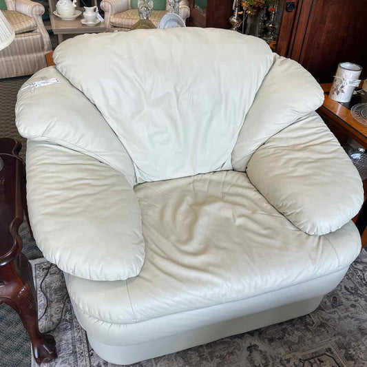 Oversized Cream Leather Arm Chair