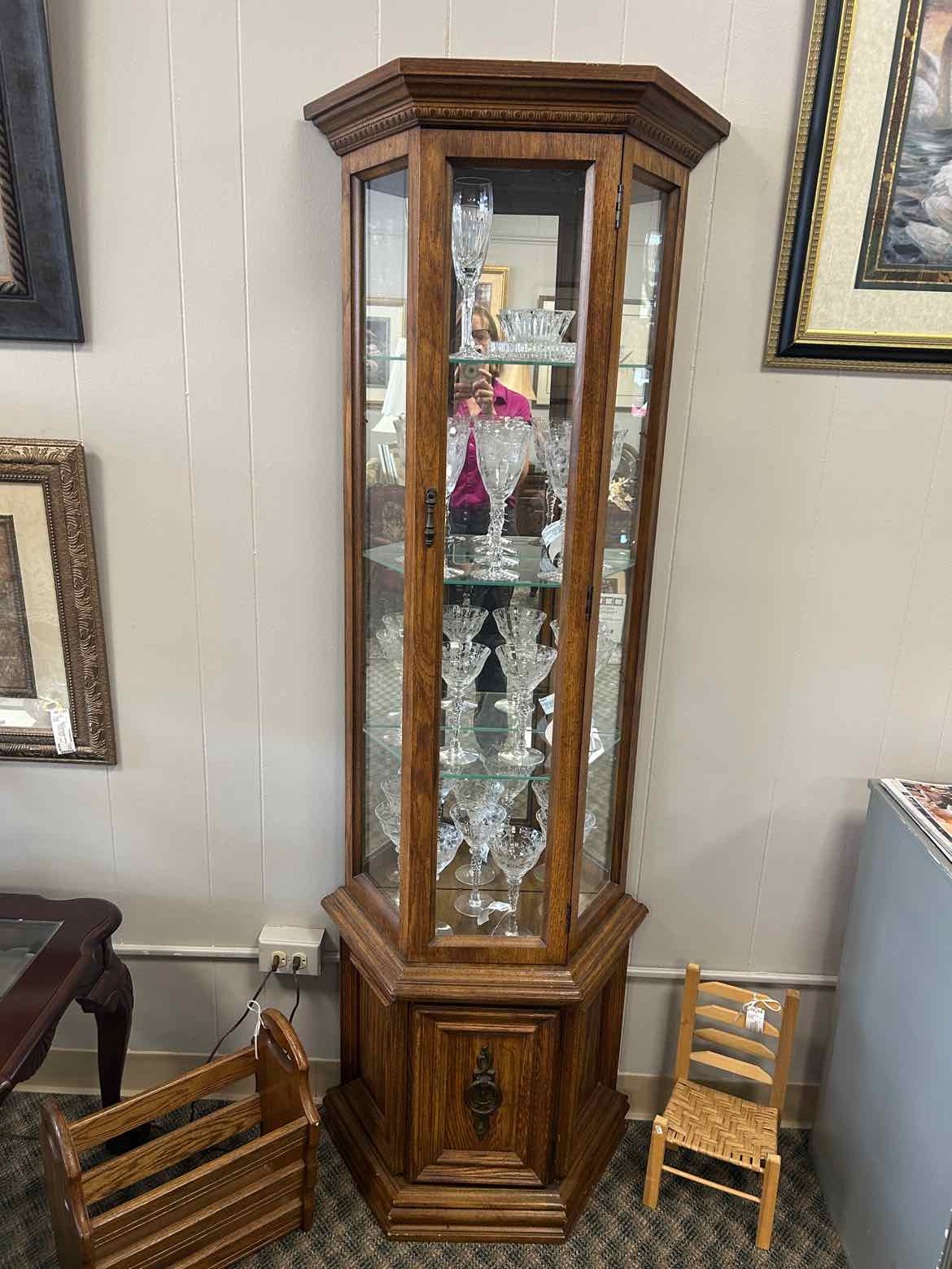 Wood Narrow Curio w/4 Shelves