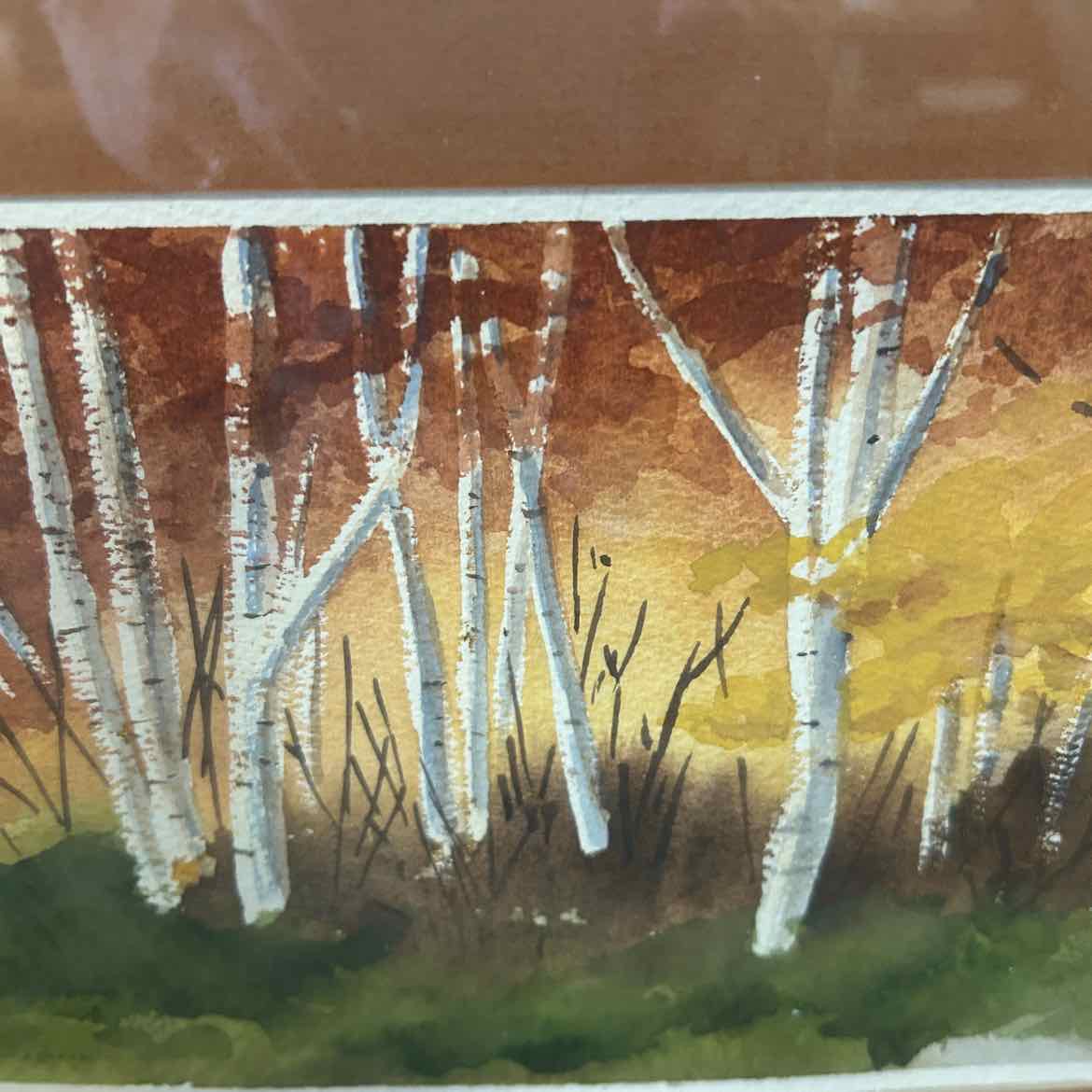 Birch Trees Picture w/Brown Mat