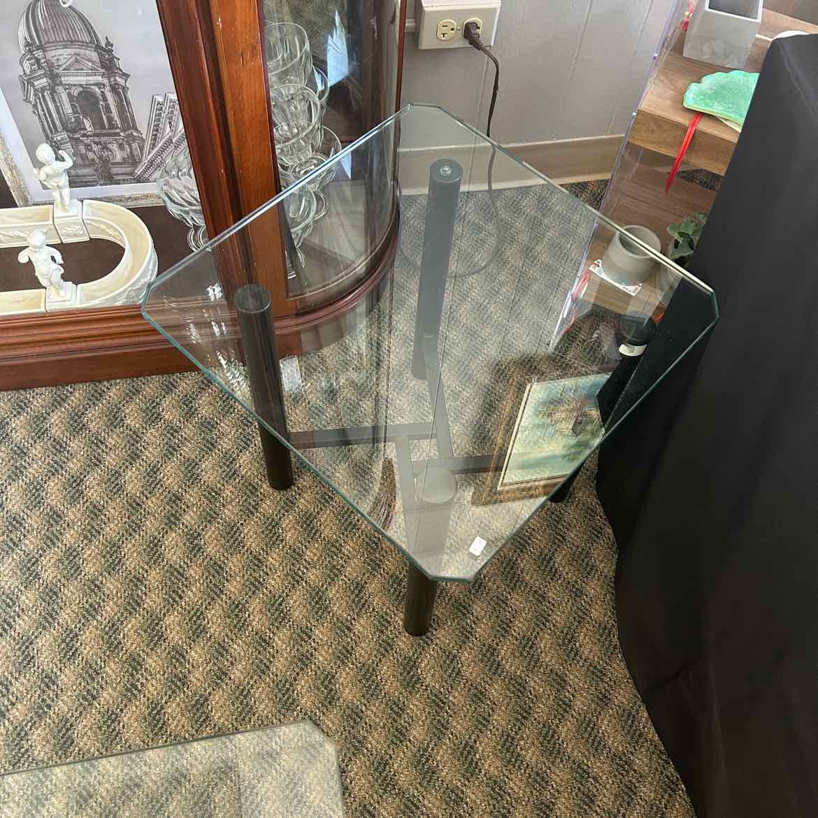 Square Glass Side Table w/Metal Legs