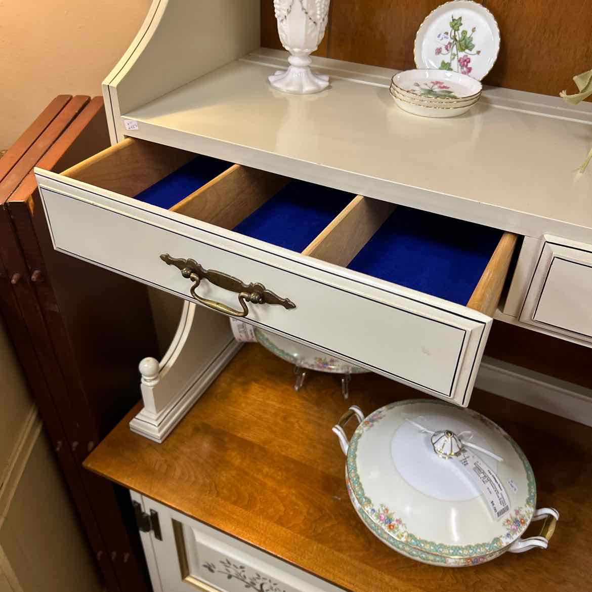 White Hutch w/Shelves & Drawers