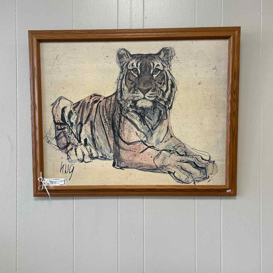Fritz Hug Tiger Picture - Mid Century