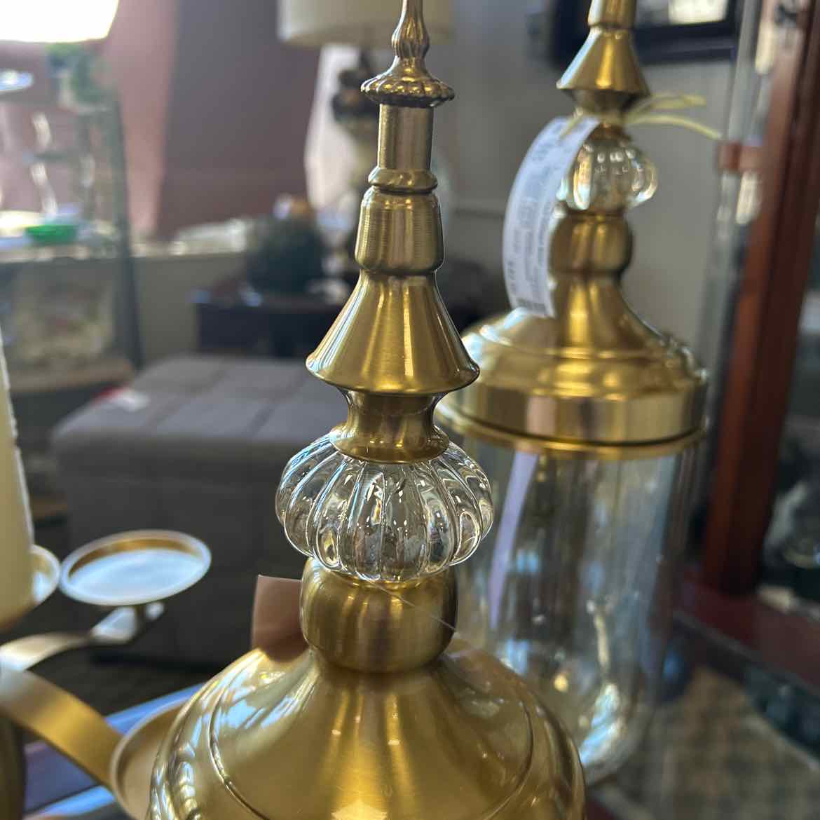 NEW Gold & Glass Decorative Vase w/ Lid