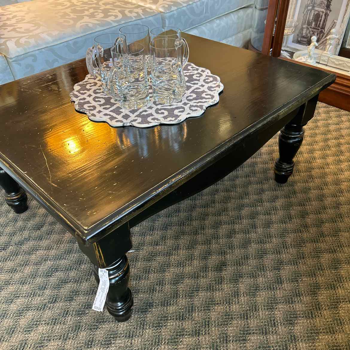 Black Painted Wood Coffee Table