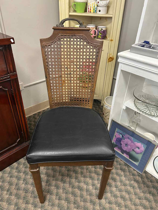 Cane back Chair w/Black Seat