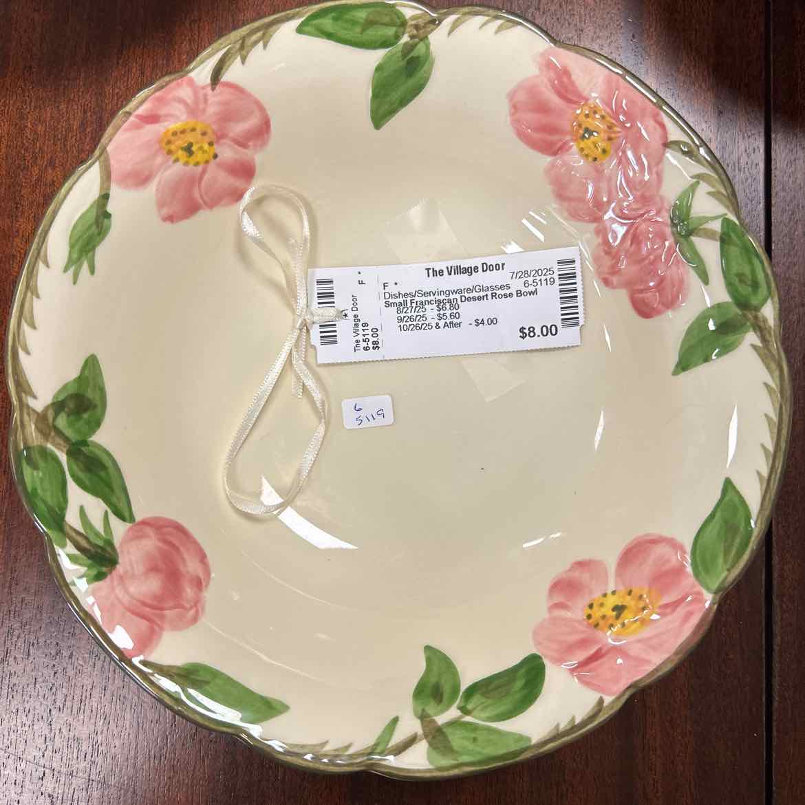 Small Franciscan Desert Rose Bowl