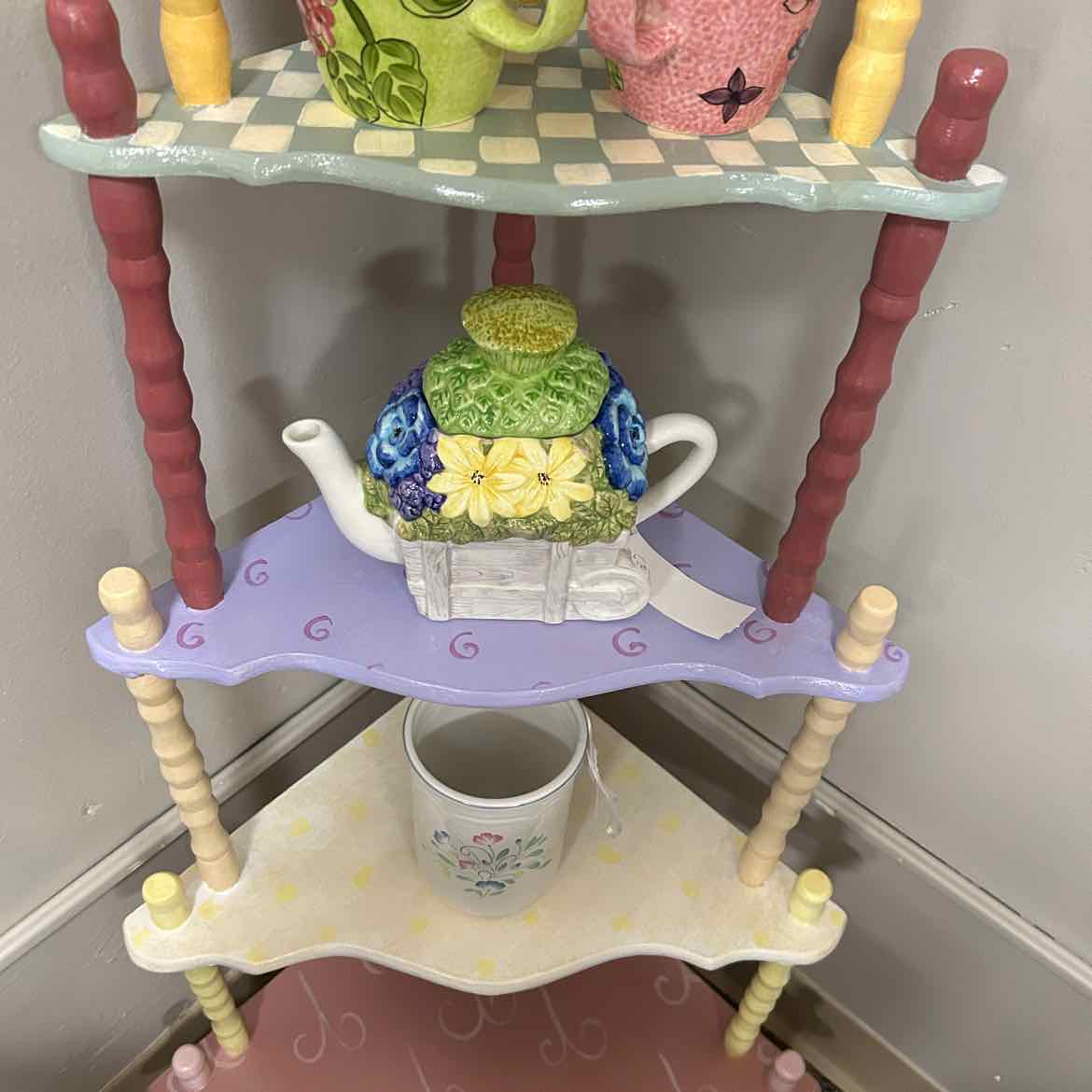 6 Shelf Wood Corner Stand