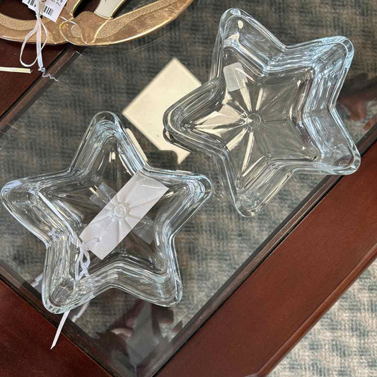 Pair Star Shape Glass Bowls