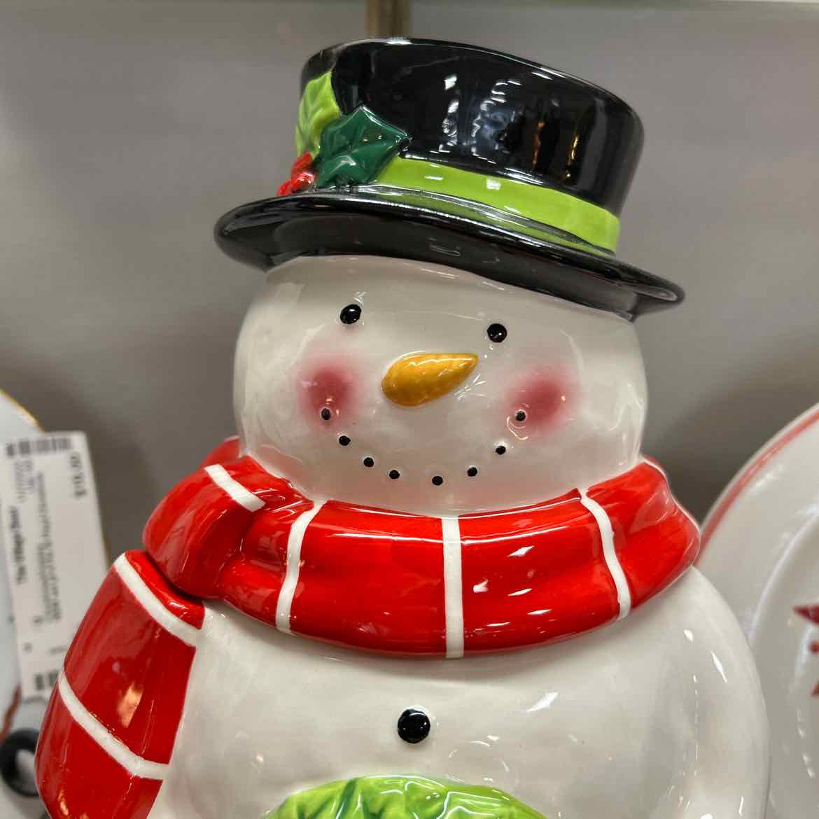 Snowman Cookie Jar w/Red Scarf