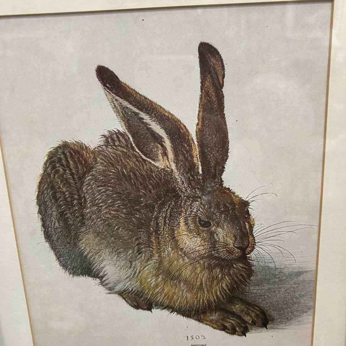 Watercolor of Rabbit in Brown Frame