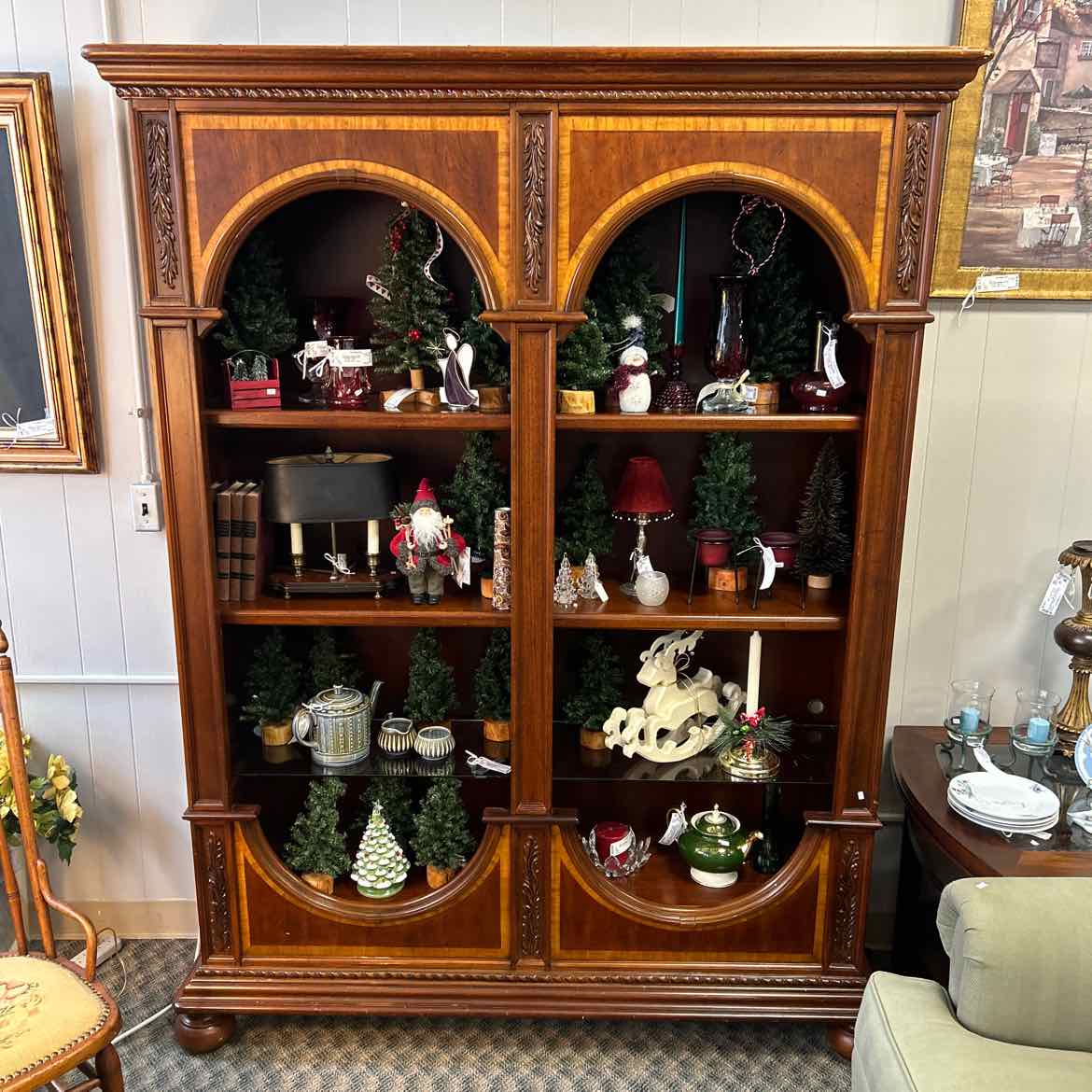 Double Sided Ornate Wood Cabinet