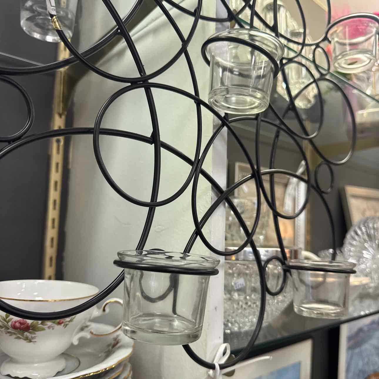 Black Metal Wall Sconces w/Candles