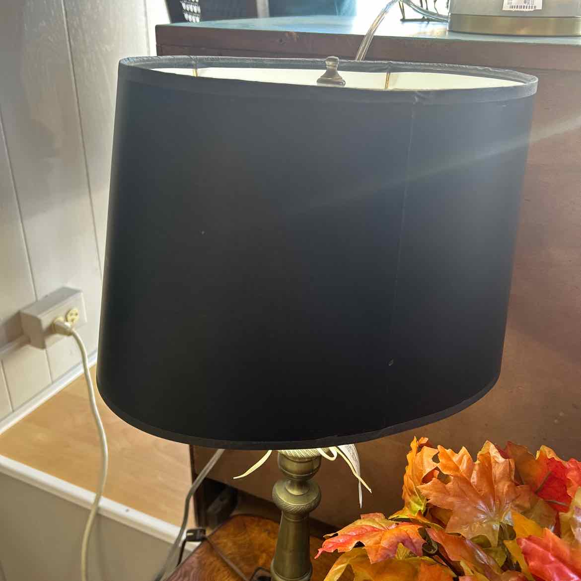 Small Brass Lamp w/Black Shade