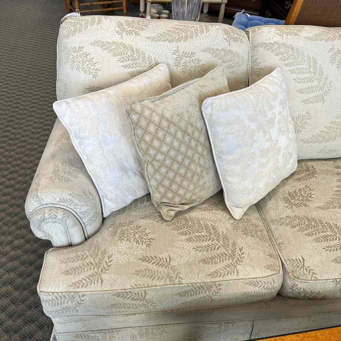 Cream Flexsteel Sectional Couch w/Ferns