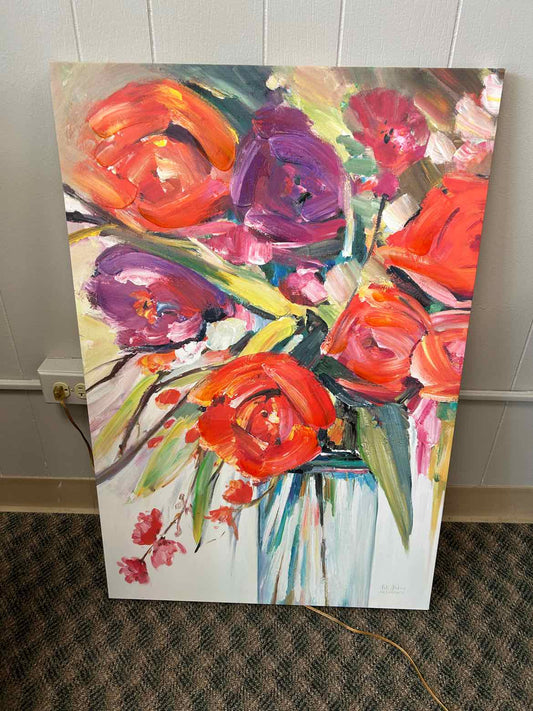 Multicolor Flowers Painted on Canvas
