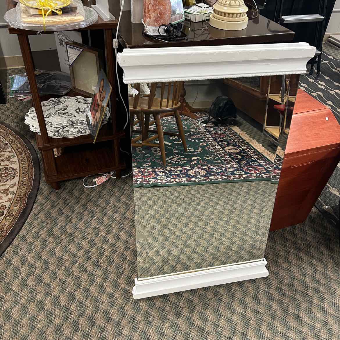 Wall Mirror w/White Wood Frame