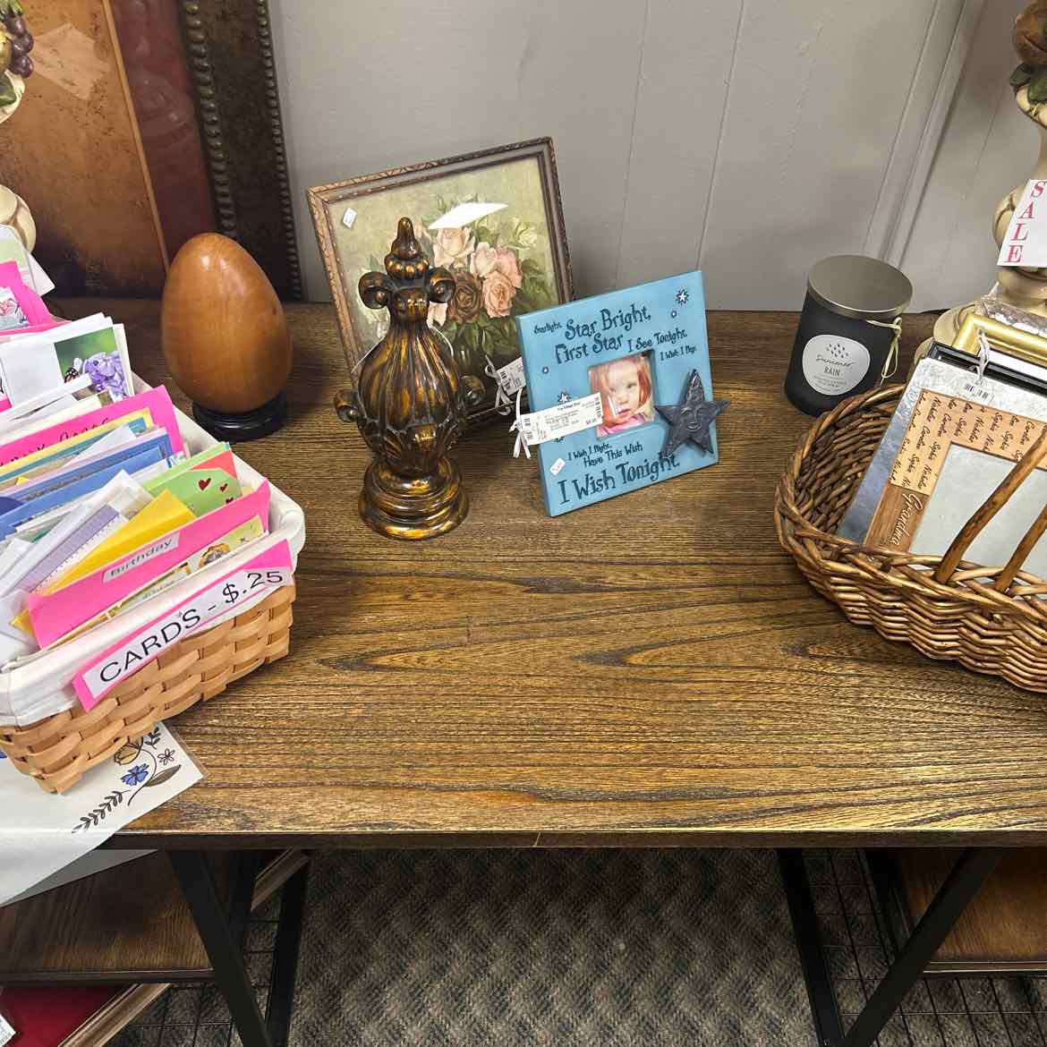 Large Wood & Metal Desk w/Side Shelves