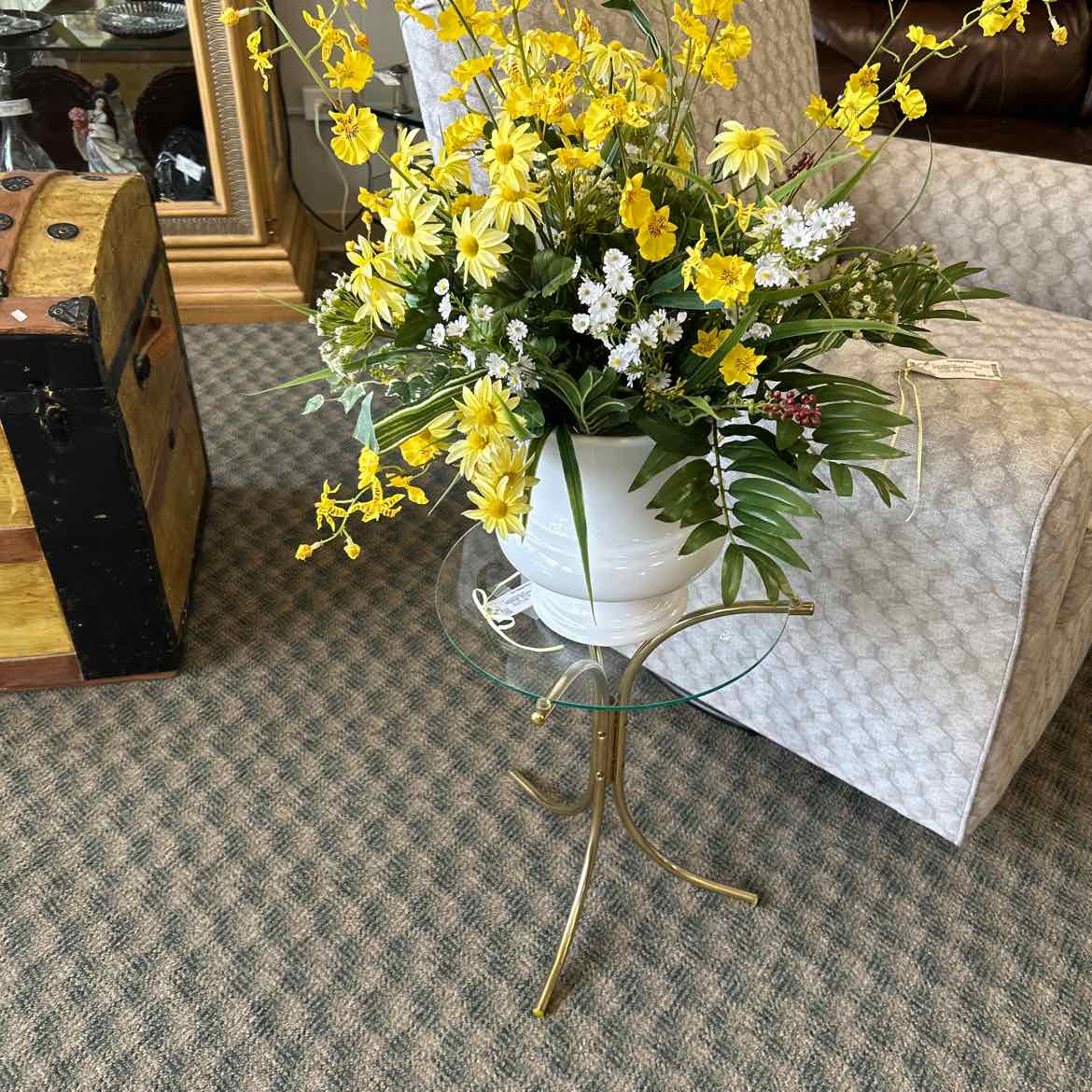 Small Brass Table w/Glass Top