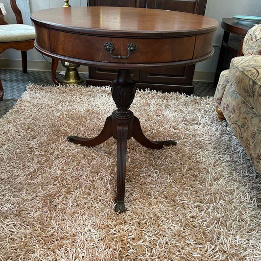 28" Round Pedestal Table w/One Drawer