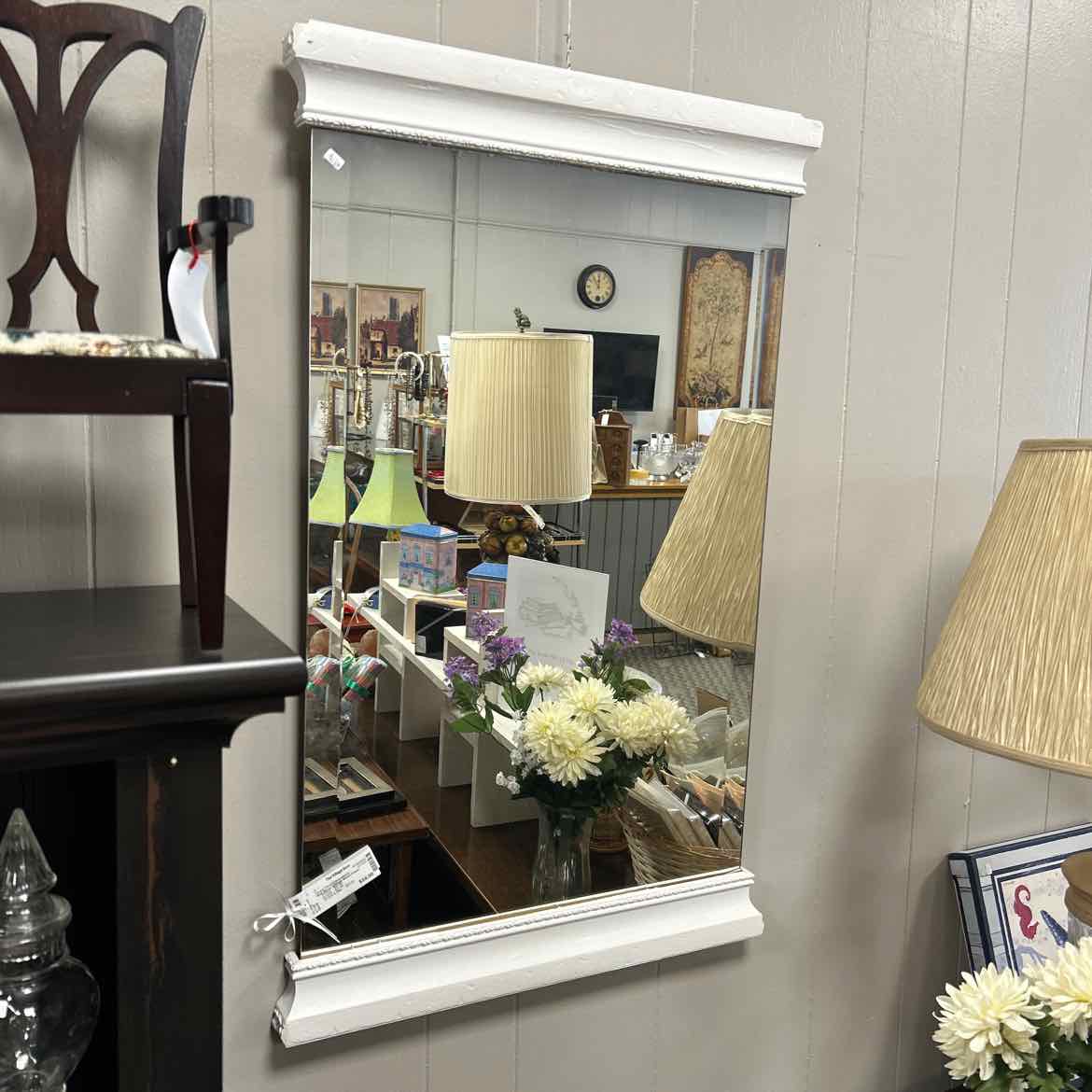 Wall Mirror w/White Wood Frame