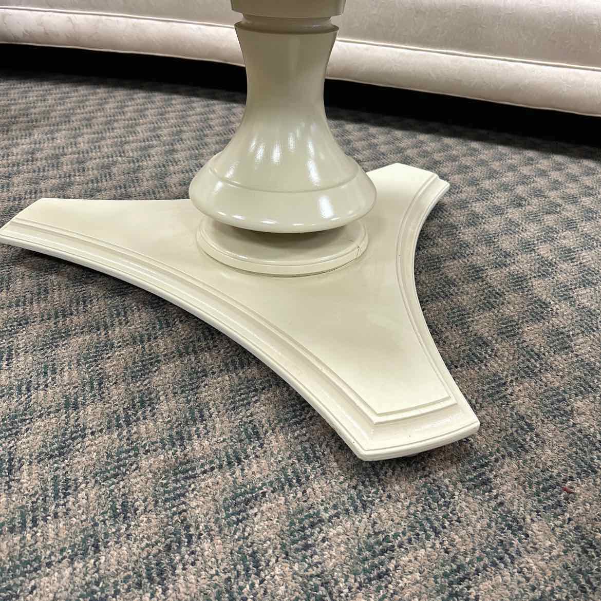 Round Glass Top Coffee Table with Ivory Base