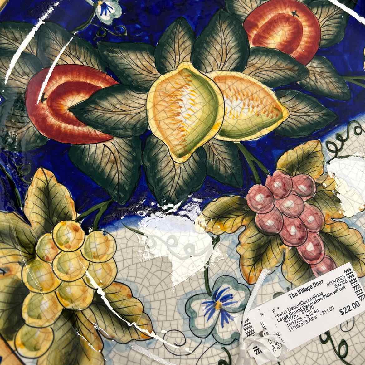 Large Round Decorative Plate w/Fruit
