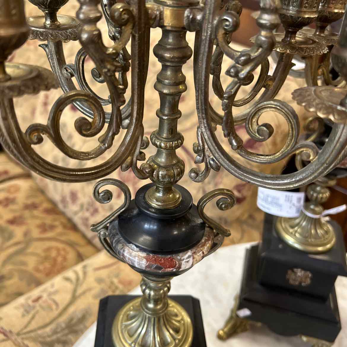 Vintage Italian Bronze & Marble Candleholder