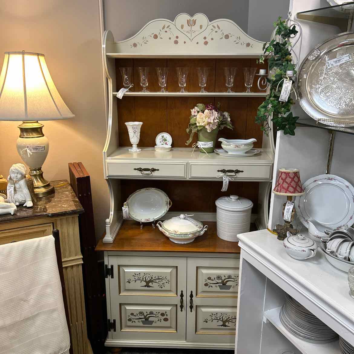 White Hutch w/Shelves & Drawers