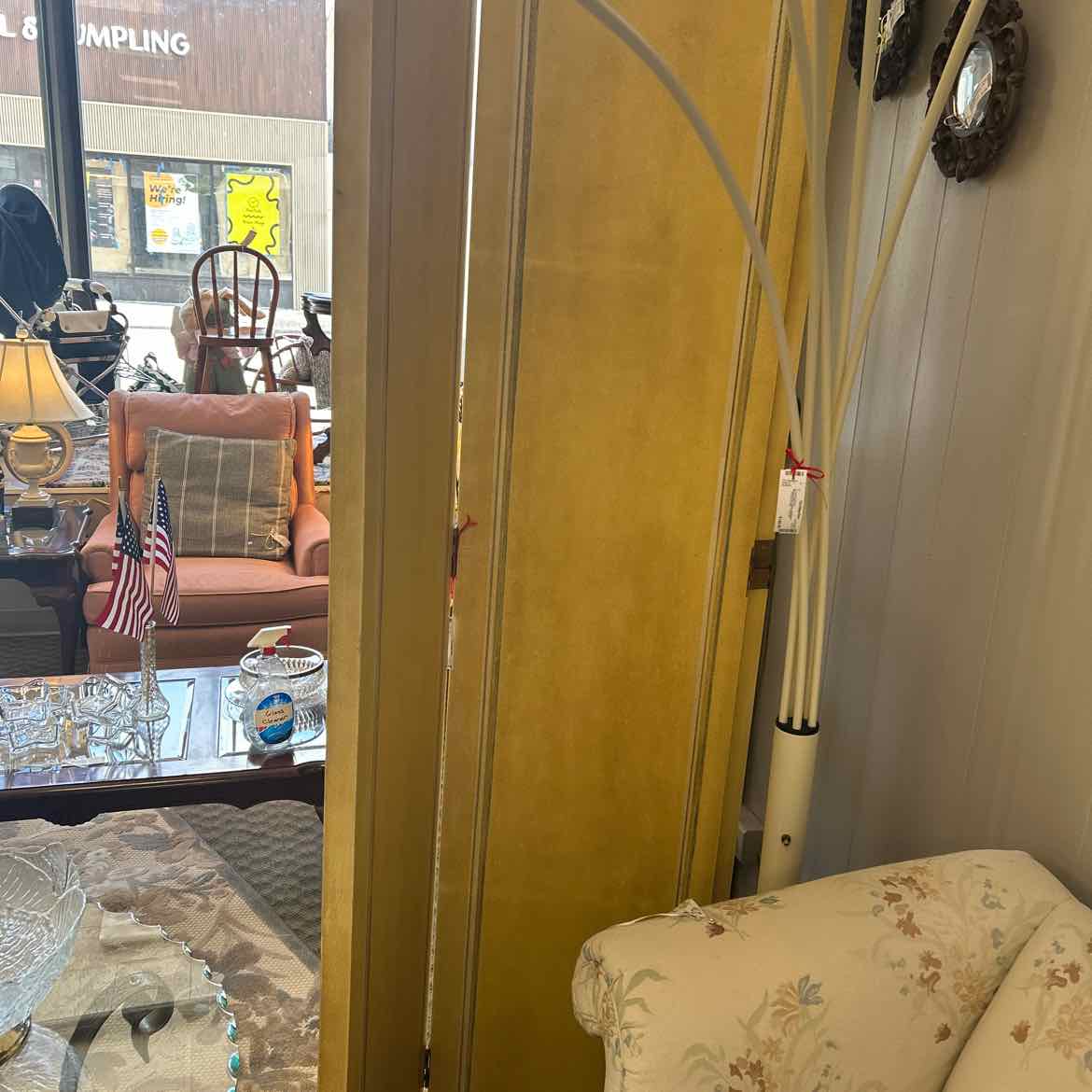 Yellow Painted & Mirror Room Divider