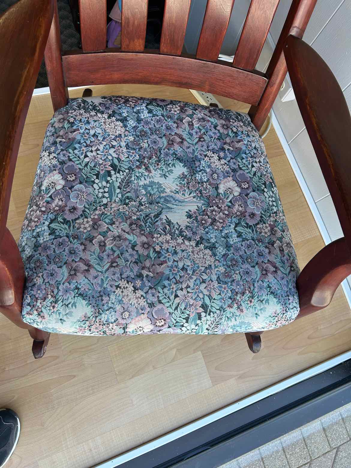 Wood Rocker w/Embroidered Seat