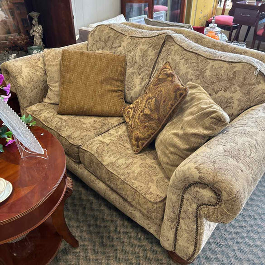 Large Tan Floral Loveseat