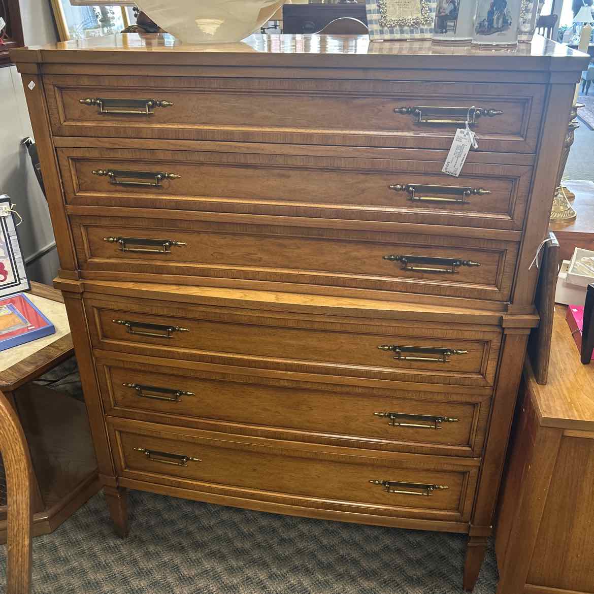 Wood Chest -6 Drawers & Brass Handles