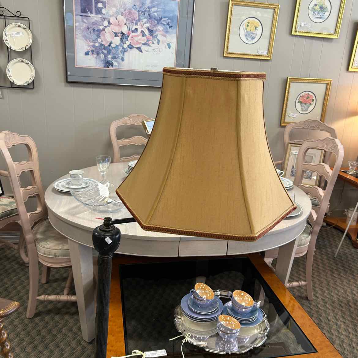 Metal Floor Lamp w/Tan Shade