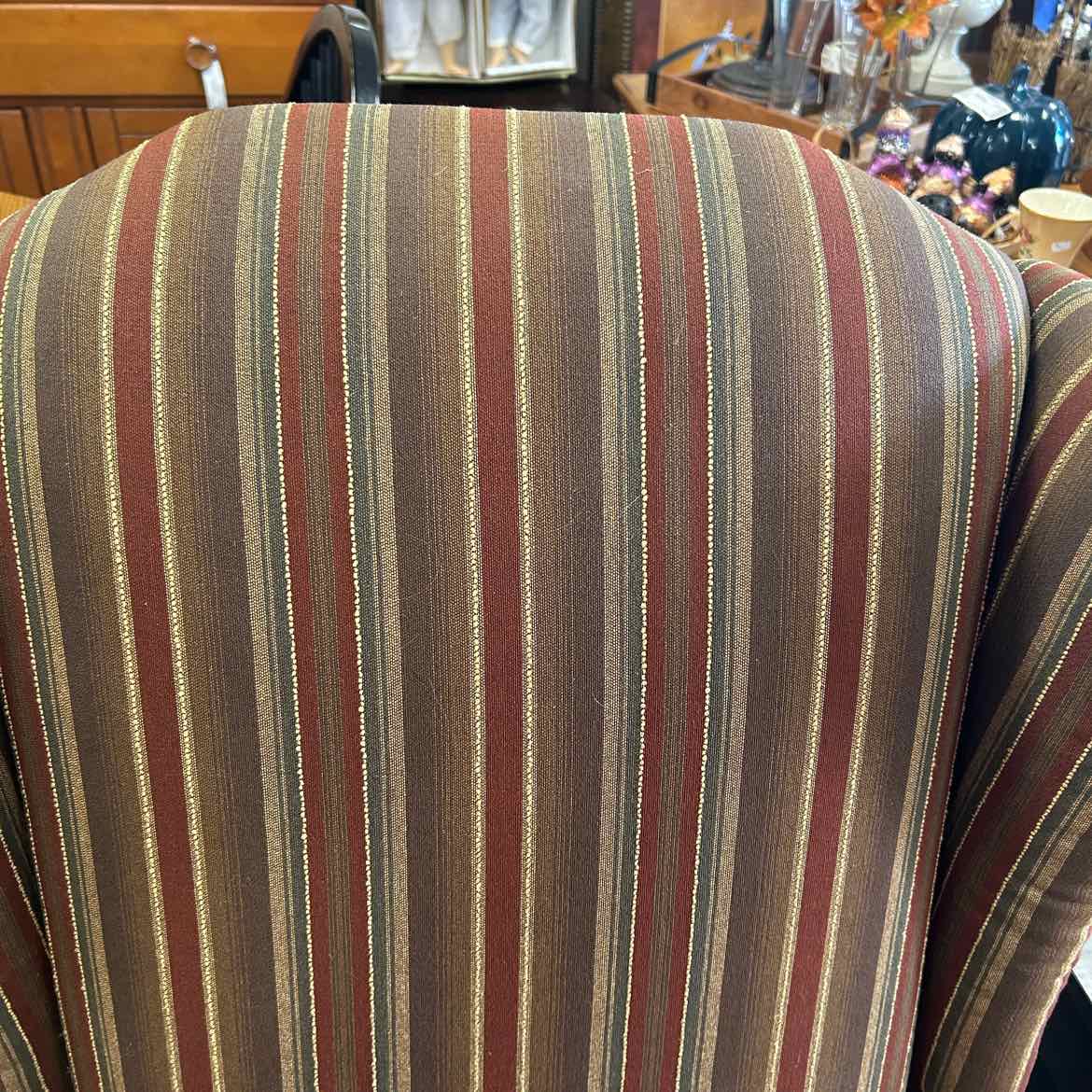 Multicolor Brown Striped Camelback Chair